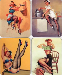 4 STÜCK SEXY PINUP COVER GIRLS DEKO FRIDGE MAGNET KÜHLSCHRANKMAGNETE SET NO.8 - Picture 1 of 5