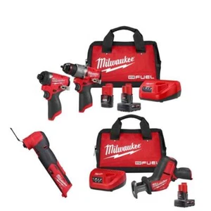 Milwaukee Hammer Drill + Impact Driver Kit 12V w/ Hackzall Kit + Multi-Tool - Picture 1 of 11