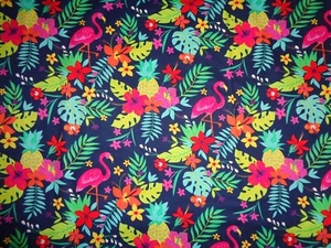 Handgefertigtes Krippenblatt aus Baumwolle marineblau/Flamingo/REDUZIERT! - Bild 1 von 3