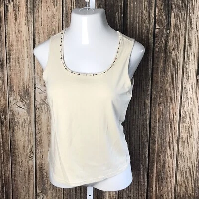 Linda Blusa Camisa Covington ~ Talla S ~ Beige ~ Sin Mangas ~ Elástica Foto 1 de 4