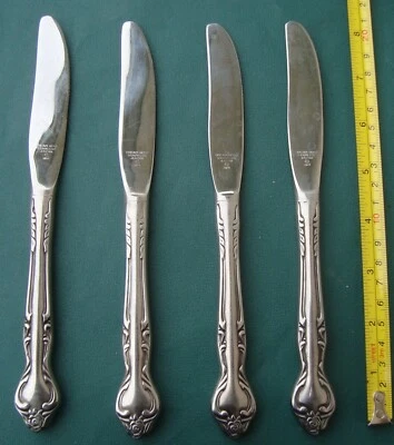 SRI DREAM ROSE 4 Dinner Knives SRI Japan Stainless Stanley Roberts Flatware - Image 1 of 2