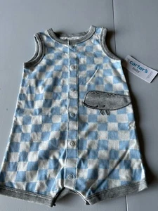 Carters Bebé Niño Cuadros Ballena Tejido Una Pieza Conjunto Corto Talla 9 M Nuevo - Imagen 1 de 7