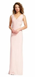 Adrianna Papell Illusion Lace Jersey Gown Icy Pink Size 4 - Picture 1 of 11
