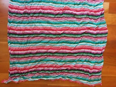Talbots Scarf Pink Red Green Blue White Stripe Sheer Lightweight Soft Women Neck - Image 1 of 4