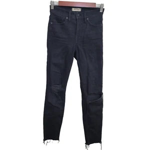 Madewell Damen High Rise Skinny Jeans 25 Schwarz Destroyed Baumwollmischung Stretch - Bild 1 von 9
