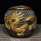 3,9" ancien bocal en pot en bronze pur doré de la dynastie Dragon Phoenix