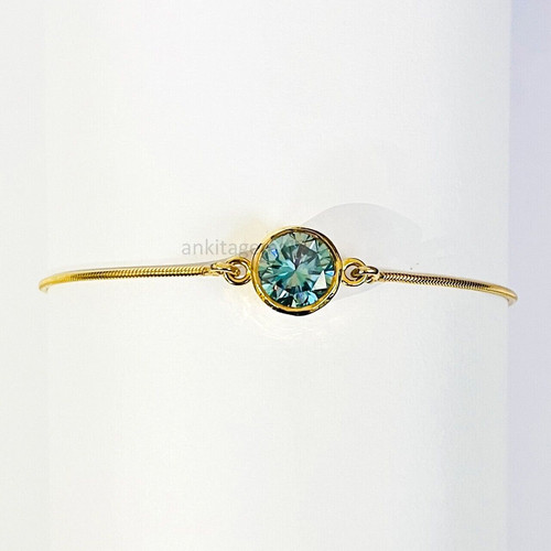 VALENTINO Bracciale Diamanti Creati in Laboratorio Blu 5 Ct Placcato Oro Giallo Certificato VVS1