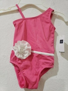 NWT Baby Gap Girls Pink White Flower Bathing Swimsuit 3-6m, 6-12m 12-18 18-24 - Picture 1 of 3
