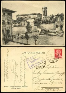 ITALY 1940 CENSORED POSTCARD AREZZO MILITARY - Picture 1 of 1