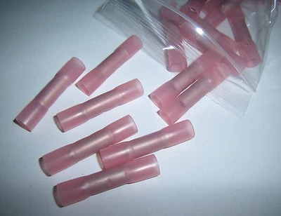 5 Heat Shrink Butt Connector 8 Gauge Ga AWG Red Car Audio Power Ground Terminal - Image 1 of 2