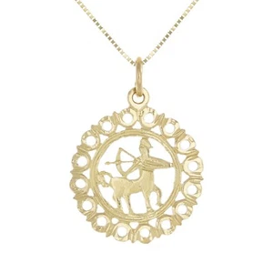 14k Yellow or White Gold SAGITTARIUS Zodiac Sign Charm Pendant Necklace 18" - Picture 1 of 12