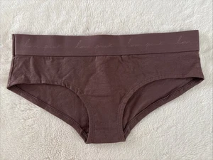 PINK Victoria's Secret Panties Hipster Hiphugger Logo Waist Brown Medium M NEW - Picture 1 of 7