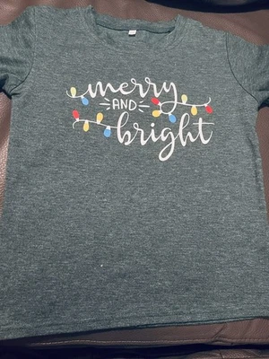 Carters Merry & Bright Christmas Shirt Sz 8/130 - Image 1 of 2