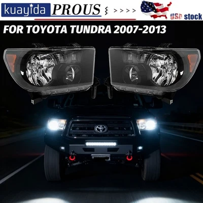 LH+RH Headlight Set with Level Adjuster Pair Fits 2007-2013 Toyota Tundra Foto 1 de 4