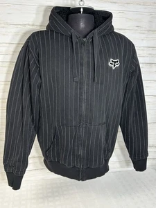 Fox Racing Sasquatch Hoodie Size XL Men Y2K Black Thick Skater Pinstripe Jacket - Picture 1 of 22
