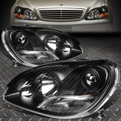 FOR 2000-2006 MERCEDES S-CLASS W220 PAIR BLACK HOUSING PROJECTOR HEADLIGHTS SET - Image 1 of 4