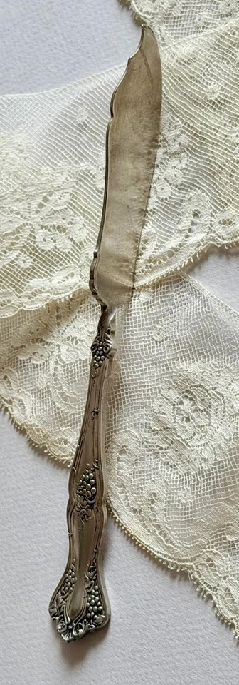 Cuchillo de mantequilla ornamentado placa de plata 1847 Rogers Bros DE COLECCIÓN Grape Vine Foto 1 de 4