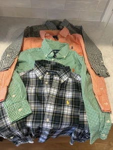 4 Ralph Lauren Kleinkind Jungen Gingham Karo Popeline Freizeit Button Downs 4/4T - Bild 1 von 7