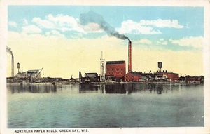 GREEN BAY WISCONSIN~NORTHERN PAPER MILLS POSTCARD - Picture 1 of 2