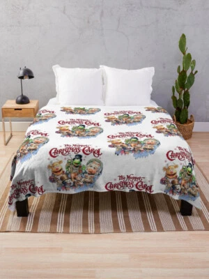 Muppets Christmas Carol Velveteen Plush Blanket, Kermit Throw Blanket, Gonzo