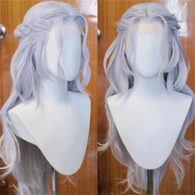 Peluca Larga Cosplay Final Fantasy 14 Venat Azul Plateado Cabello Accesorios Halloween  Foto 1 de 4