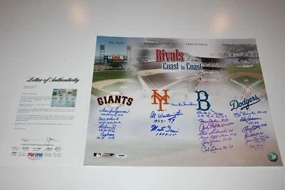 GIANTS & DODGERS GREATS SIGNED 16X20 PHOTO DUKE SNIDER M IRVIN 20 AUTOS PSA/DNA - Image 1 of 4