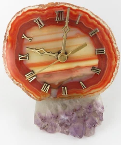 Galeria de Arte Brasileria Clock -Sliced Agate with Amethyst- San Pablo - Brazil - Picture 1 of 7