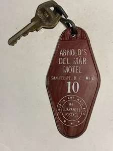 Arnold's Del Mar Motel Hotel Room Key Fob with Key San Felipe B.C. Mexico #10 - Picture 1 of 2