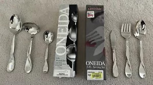 6 Stck. Oneida AQUARIUS Twist Glänzend Edelstahl USA Besteck Gastgeberin Servierteile - Bild 1 von 21