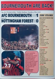 AFC Bournemouth 1 Nottingham Forest 0 - 2022 Championship - souvenir print - Picture 1 of 1