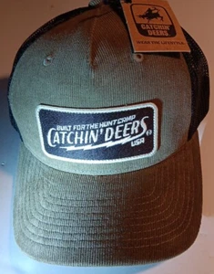 CATCHIN’ DEERS MÜTZE KAPPE JAGD OLIV/SCHWARZ KORD/NETZ STRAPBACK NEU - Bild 1 von 12
