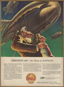 1943 Segunda Guerra Mundial Shell Oil Defense Research Vintage Impresión anuncio presa globo - Imagen 1 de 4