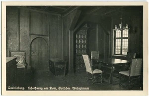 Cartolina fotografica Quedlinburg brocca castello sul Duomo, soggiorno gotico anni 20 - Foto 1 di 1
