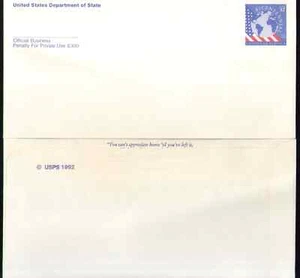 US. UO86. 55c. Official Mail. Size 22B: 8 7/8" x 4 3/8". MNH. 1992 - Picture 1 of 1