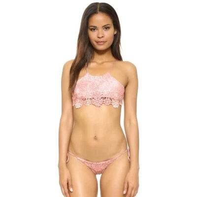 Blue Life Planet Blue Desert Mirage Crop Halter Bikini Lace Brazilian Scrunch - Image 1 of 4