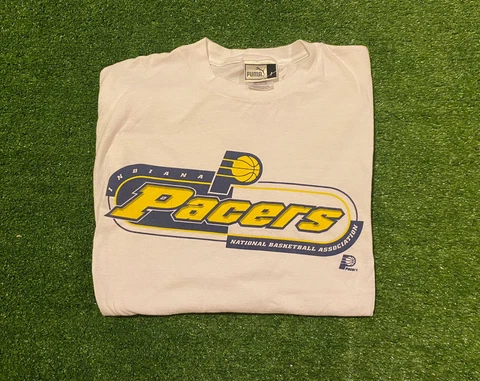 Vintage Retro Y2K Puma Indiana Pacers Basketball arch spell out t-shirt large Cover