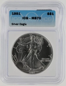1991 Silver Eagle ICG MS70 S$1 Philadelphia Mint - Picture 1 of 3