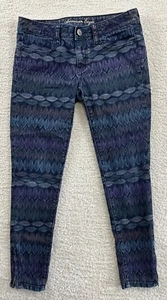 Pantalones de mezclilla American Eagle para mujer 4 (30x26) multicolor jegging floral hoja cremallera al tobillo - Imagen 1 de 13