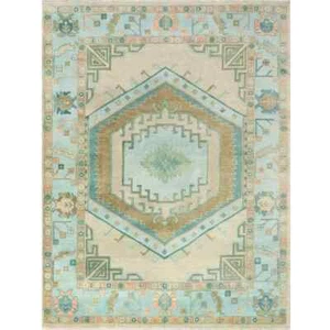 Oushak Hand Knotted Blue 4x6, 5x8, 6x9, 8x10, 9x12, 10x14, Turkish Wool Area Rug - Picture 1 of 4
