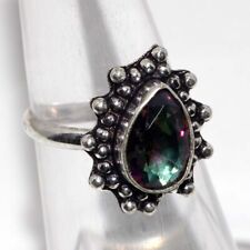 925 Silver Plated-Mystic Topaz Ethnic Handmade Ring Jewelry US Size-5.5 MJ