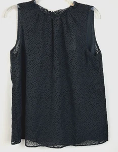 Loft Top Womens S Blouse Black Textured Whimsigoth Velvet Burnout Office New - Picture 1 of 9
