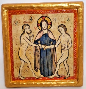 Adam and Eve Eva Rare Biblical Catholic and Orthodox Icon Art on Wood Plaque 133 - Picture 1 of 8