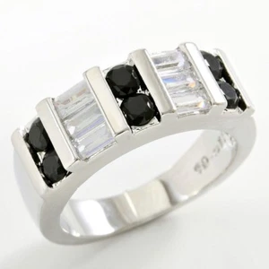 Black and White Sapphire Ring size 7 0.78ctw - Picture 1 of 4