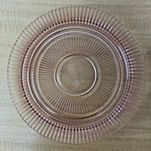 Anchor Hocking QUEEN MARY PINK Round Pink Depression Glass Sandwich Platter 12” - Picture 1 of 6