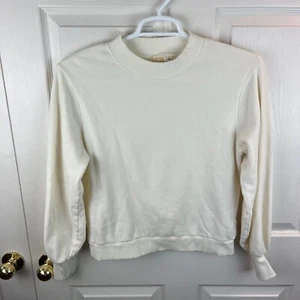 Women's Nation LTD Puff Long Sleeve Pullover Top Sweatshirt Ivory Medium M - Picture 1 of 3