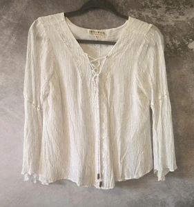 Idyllwind Boho weiß metallic Quaste Bluse vorne zum Binden Medium gefüttert Shirt Lambert - Bild 1 von 18