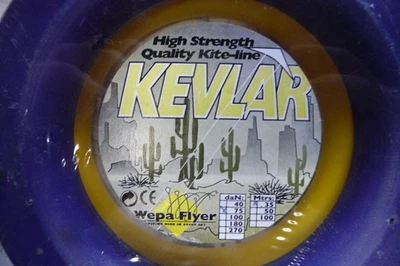 Schnur -Leinen Satz  KEVLAR  für Lenkdrachen  NEU  75 daN Zugkraft  Blau Gelb - Bild 1 von 2