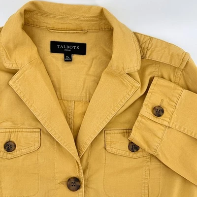 Chaqueta utilitaria Talbots para mujer mediana pequeña amarilla botón frontal cordón cintura Foto 1 de 4
