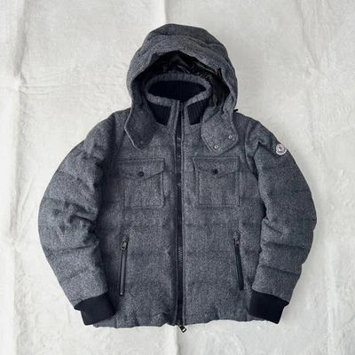 MONCLER Florian Puffer Jacket Tweed Herringbone Wool - Image 1 of 4