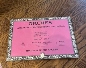 Arches Watercolor Block, Hot Press 10"X14", 20 sheets, 140lb 300g/m - Picture 1 of 3